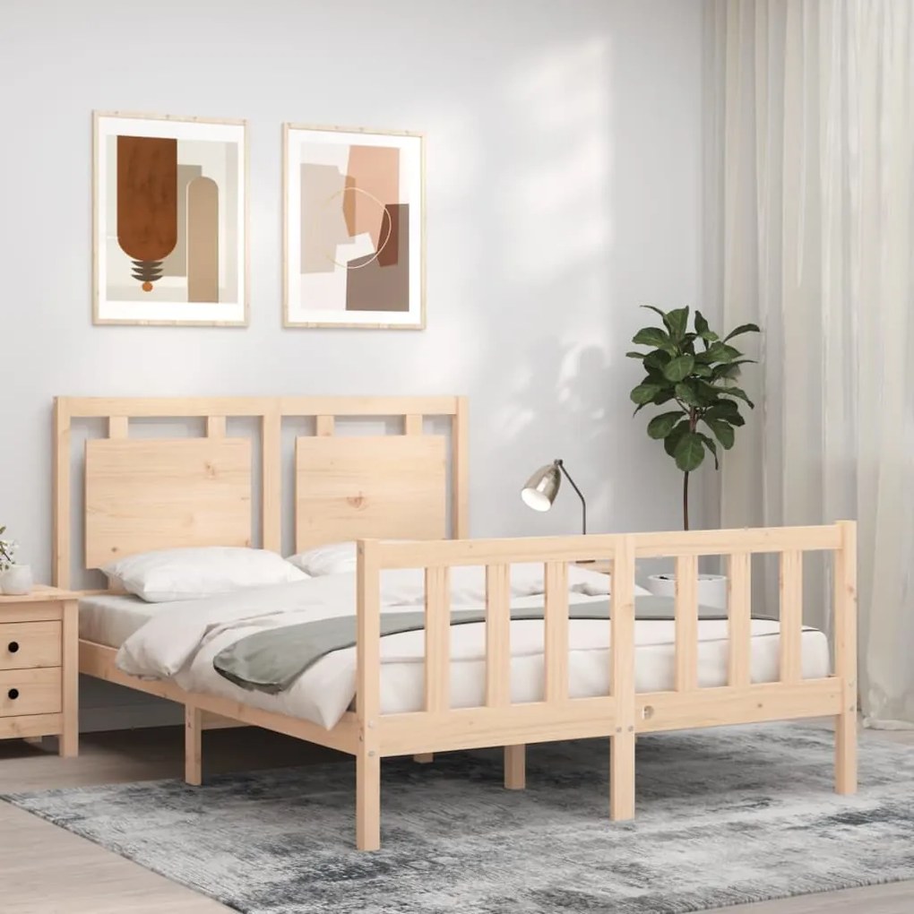 Letto Senza Materasso 140x190 Cm İn Legno Massello Di Pino /