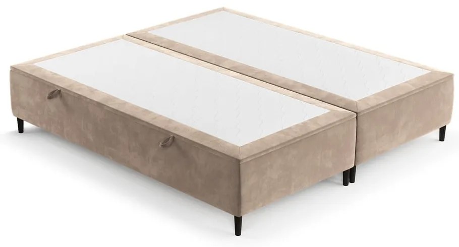 Letto matrimoniale imbottito beige con contenitore 200x200 cm Tate - Maison de Rêve