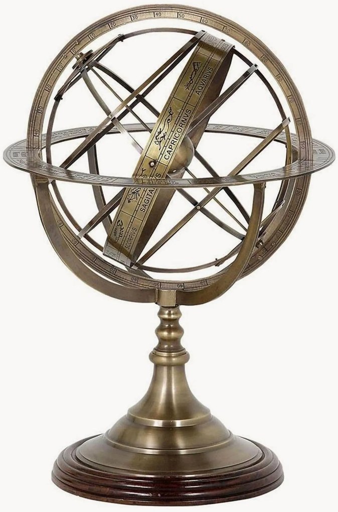 Oggetto decorativo artigianale Globe con base in legno di mango