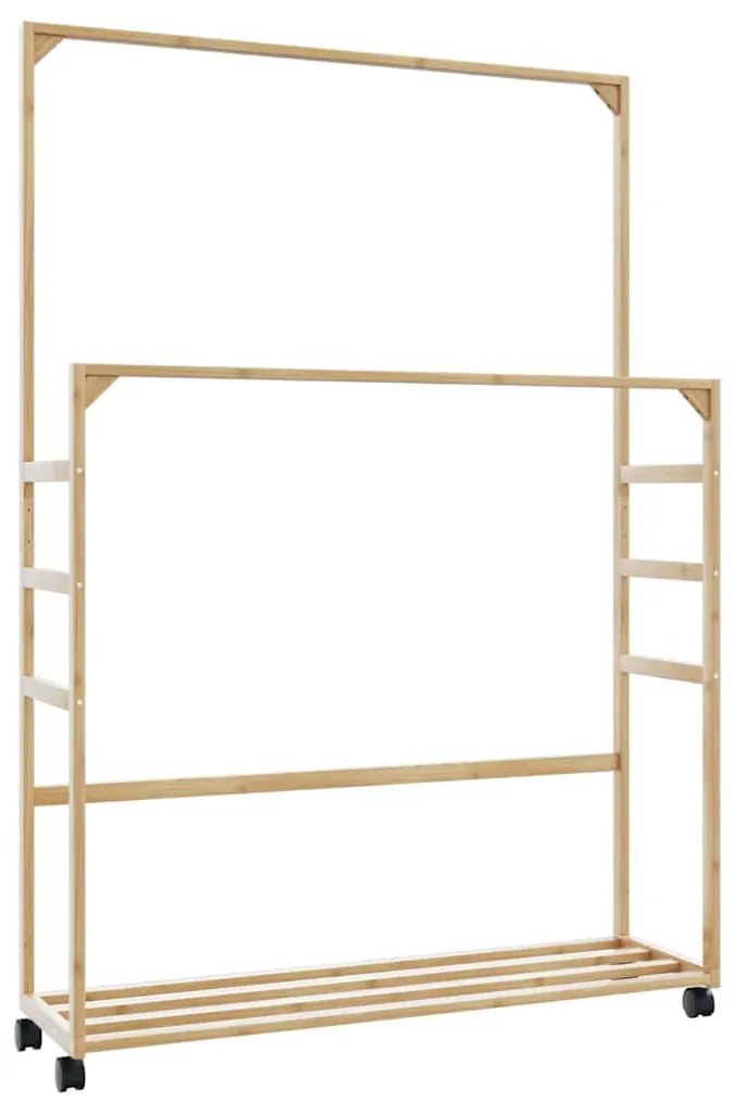 Appendiabiti Con Ripiani E Ruote 90x35x155 Cm İn Bambù /