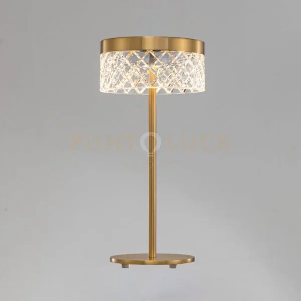 Lampada da tavolo regina, acrilico trasparente, oro santino, led 6 ...