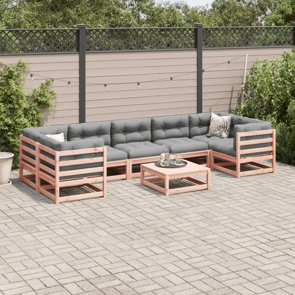 Set divani da giardino 8 pz con cuscini massello abete douglas