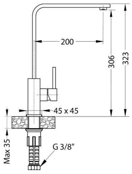 ALVEUS 1136742 - Rubinetto per lavello AFRA 32,3 cm granito/nero
