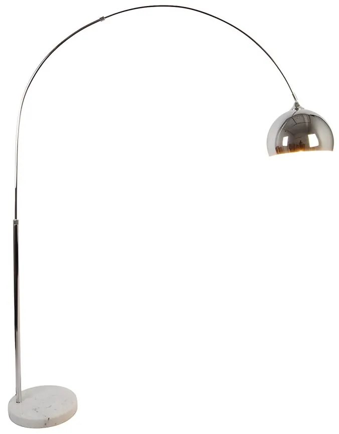 Grande lampada da terra ad arco 140x35x180 cm Metallo e marmo Argentato in stile art déco - OMBRAGE