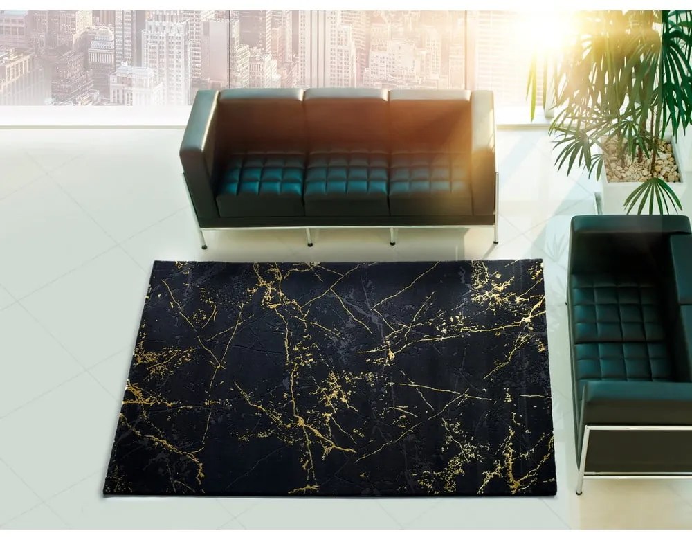 Tappeto nero , 60 x 120 cm Gold Marble - Universal