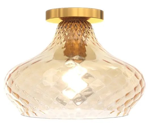 Plafoniera Contemporanea Dress Metallo Ottone Vetro Ambra 1 Luce E27