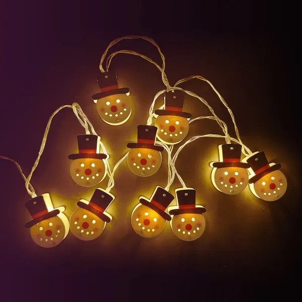 Aigostar - Catena luminosa LED natalizia 10xLED/3xAA 1,5m bianco caldo con pupazzo di neve