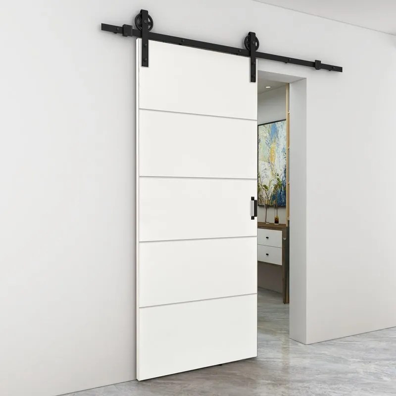 Porta scorrevole Fourlines in mdf bianco, L 93 x H 212 cm, con binario Rodeo Reversibile