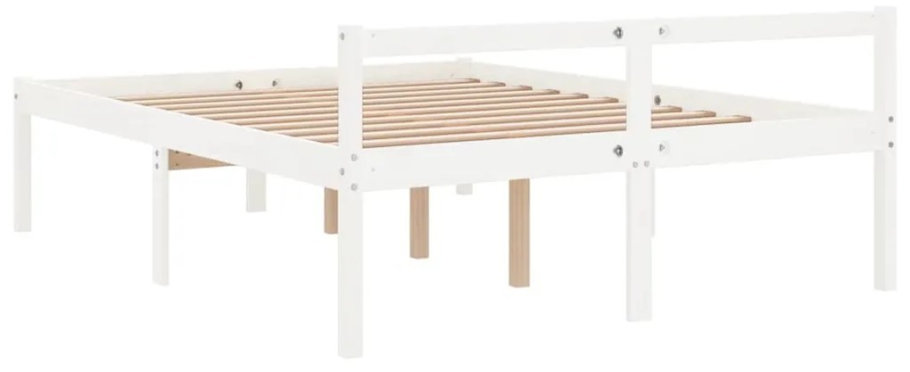 Letto per Anziani Bianco 120x200 cm in Legno Massello di Pino