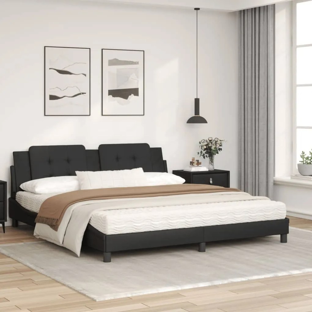 Letto con materasso nero 180x200 cm in similpelle