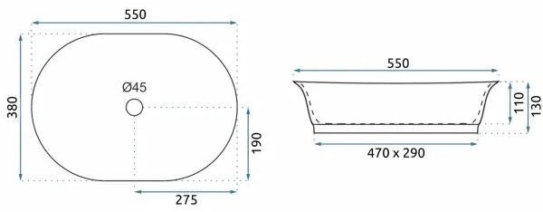 REA-U3305 -  Lavabo da appoggio WILMA RUSTIC 38x55 cm ceramica/rame