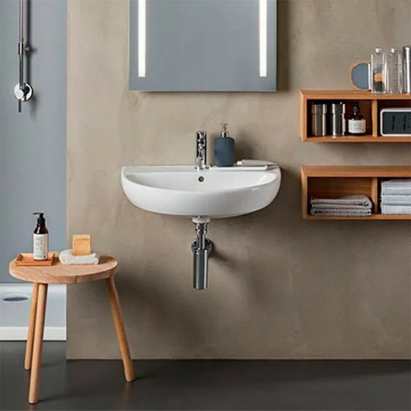 Lavabo sospeso 55 cm Geberit in ceramica lucida Colibrì