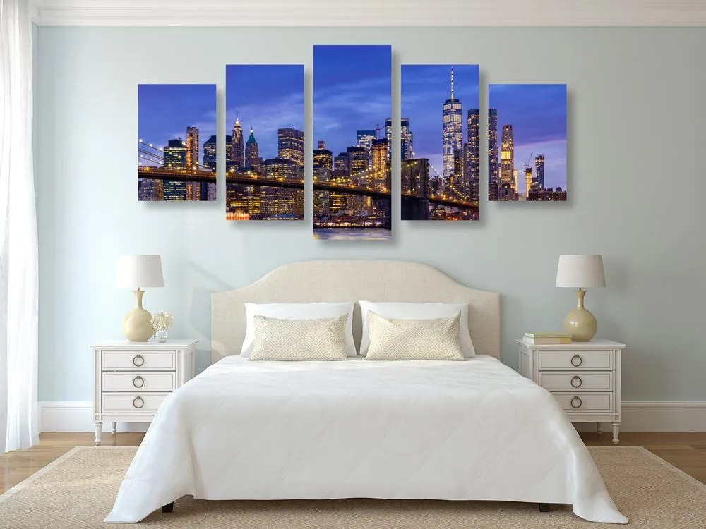 Quadri 5 pezzi – Affascinante ponte di Brooklyn