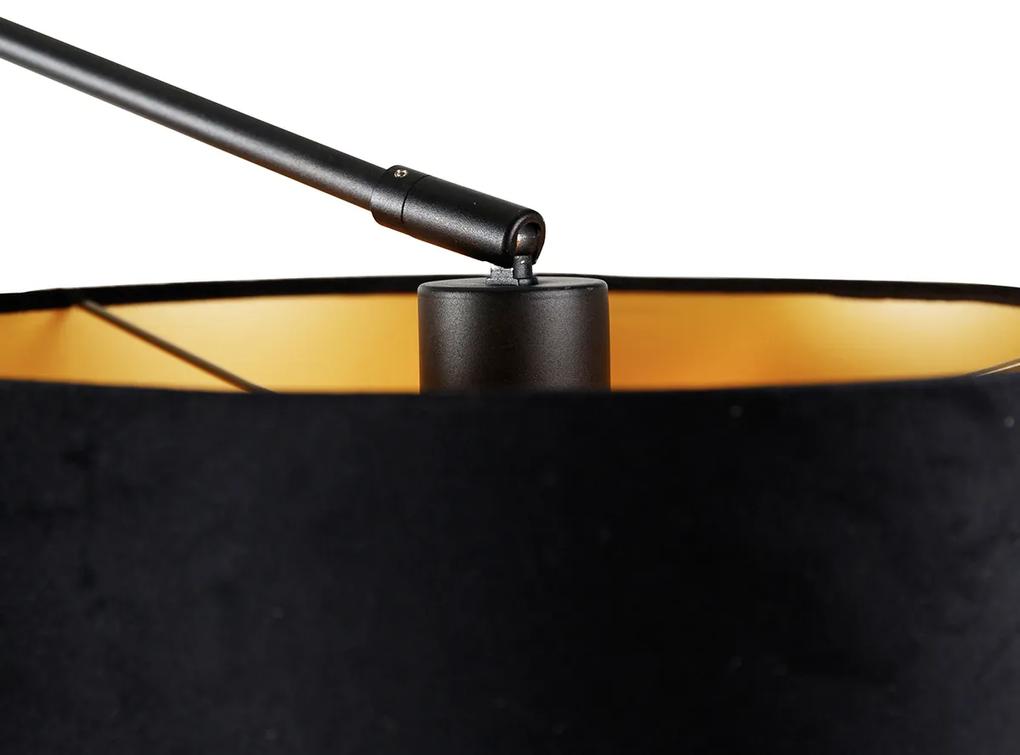 Lampada da parete nera con paralume in velluto nero 35 cm regolabile - Blitz