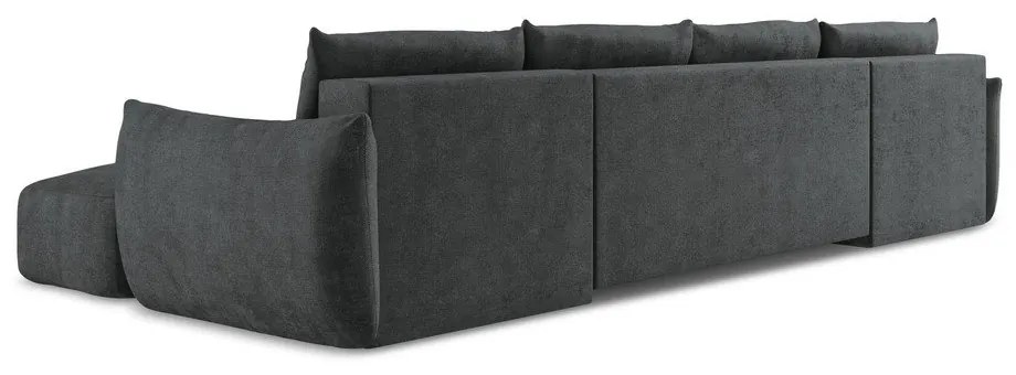 Divano angolare grigio scuro allungabile (a U) con rivestimento in ciniglia Leila – Makamii