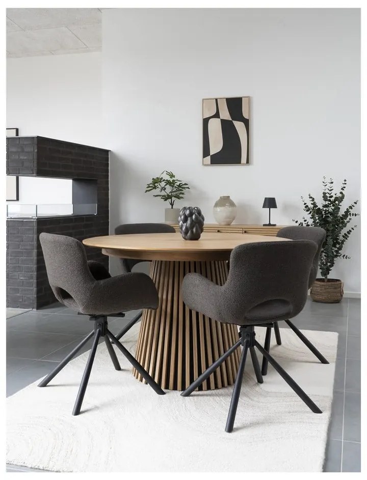 Tavolo da pranzo rotondo allungabile con piano effetto rovere ø 120 cm Osaka - House Nordic
