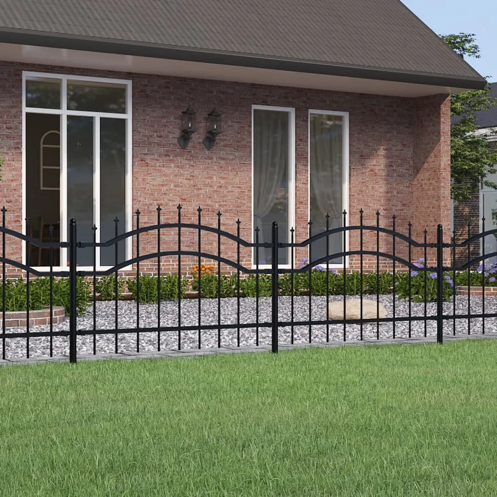 Recinzione Da Giardino Con Punta A Lancia Nera 115cm Acciaio /