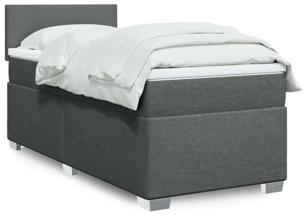 Giroletto A Molle Con Materasso Grigio Scuro 90x190 Cm Tessuto /