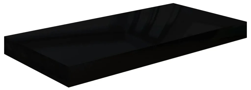 Scaffale A Parete Nero Lucido 50x23x3,8 Cm İn Mdf /