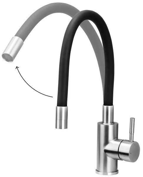 Concept BDC7138 - Miscelatore per lavello con collo flessibile, cromo lucido/nero