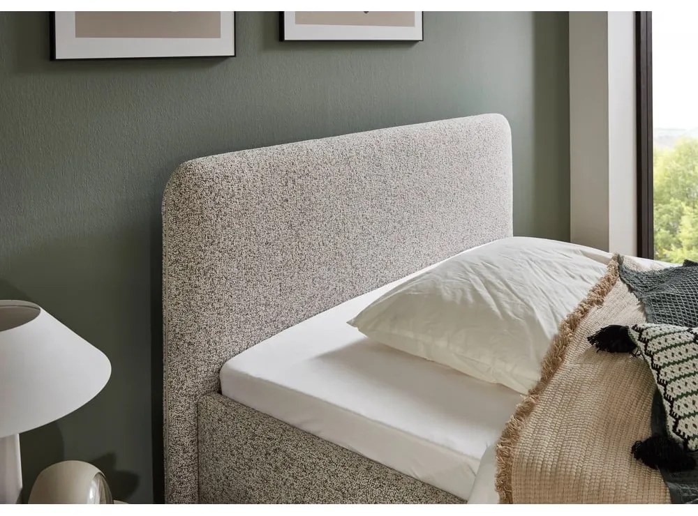 Letto matrimoniale imbottito beige con contenitore con rete inclusa 180x200 cm Primo – Meise Möbel