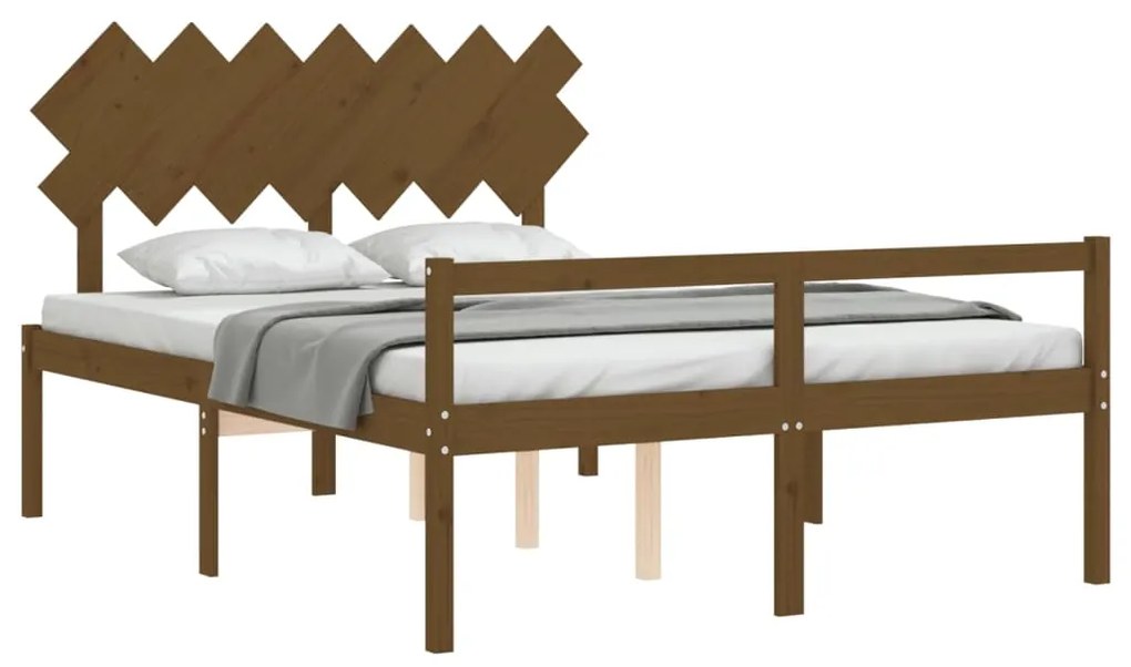 Letto per Anziani con Testiera Miele 140x190 cm Legno Massello