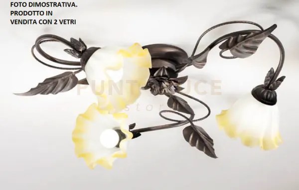 Plafoniera tristano marrone 2 luci attacco e14 40x20x65cm in metall...
