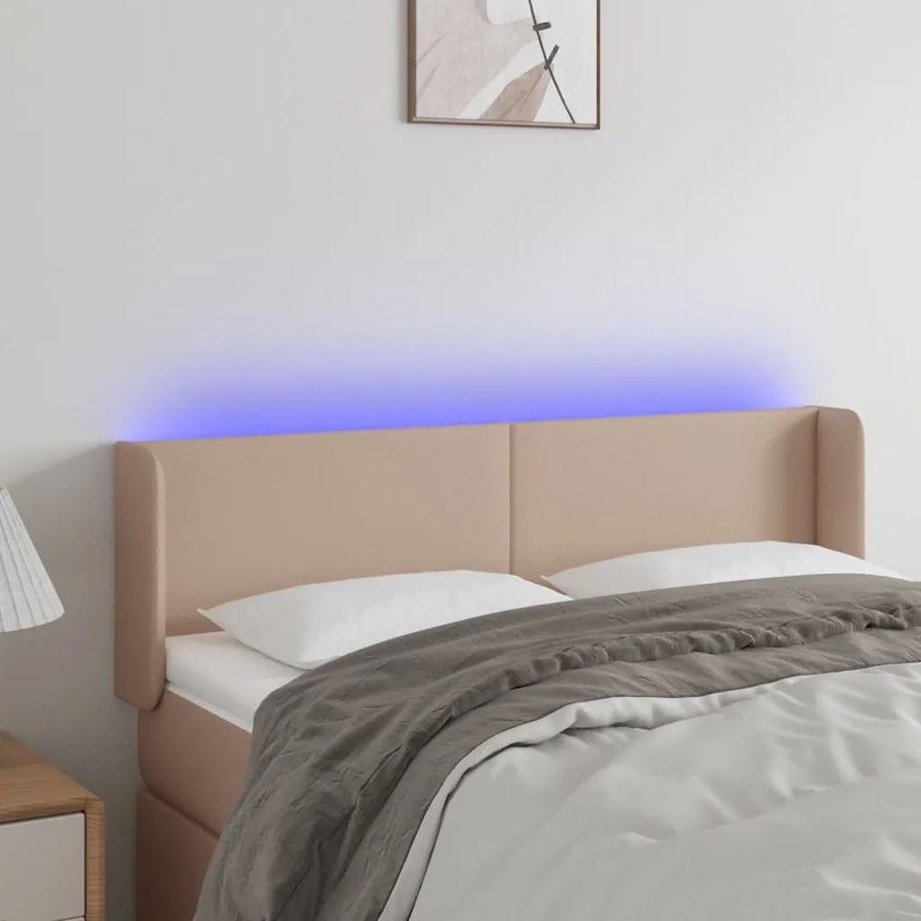 Testiera Cappuccino A Led 147x16x78/88 Cm İn Similpelle /