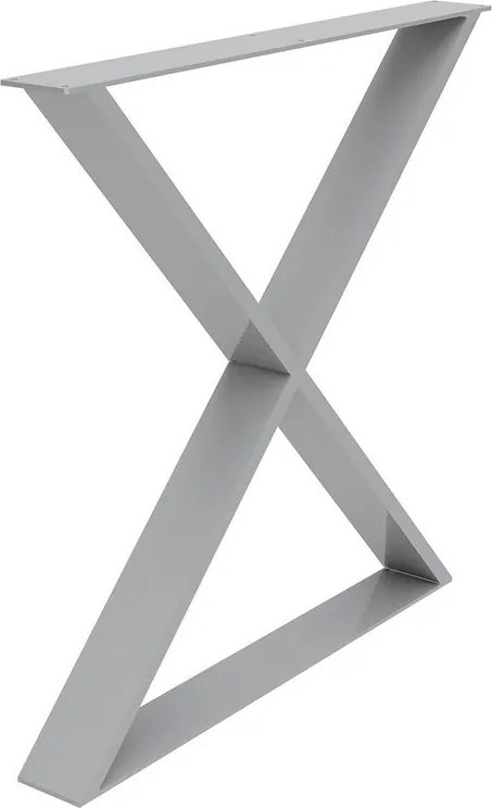 Gamba per mobili a X STEELMI Cross in acciaio argentato satinato L 78 x P 8 x H 71 cm