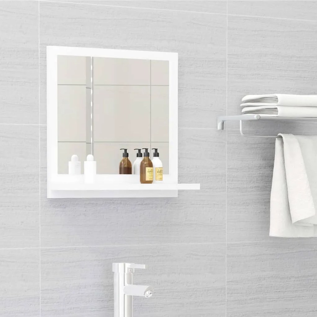 Specchio Da Bagno Bianco 40x10,5x37 Cm İn Legno Multistrato /