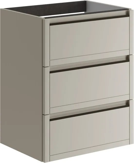 Mobile da bagno sospeso sotto lavabo L 59.5 x H 78 x P 45.5 cm beige opaco, 3 cassetti TRATTO