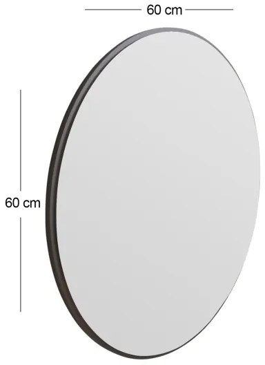 Specchio da parete OZZE diametro 60 cm nero