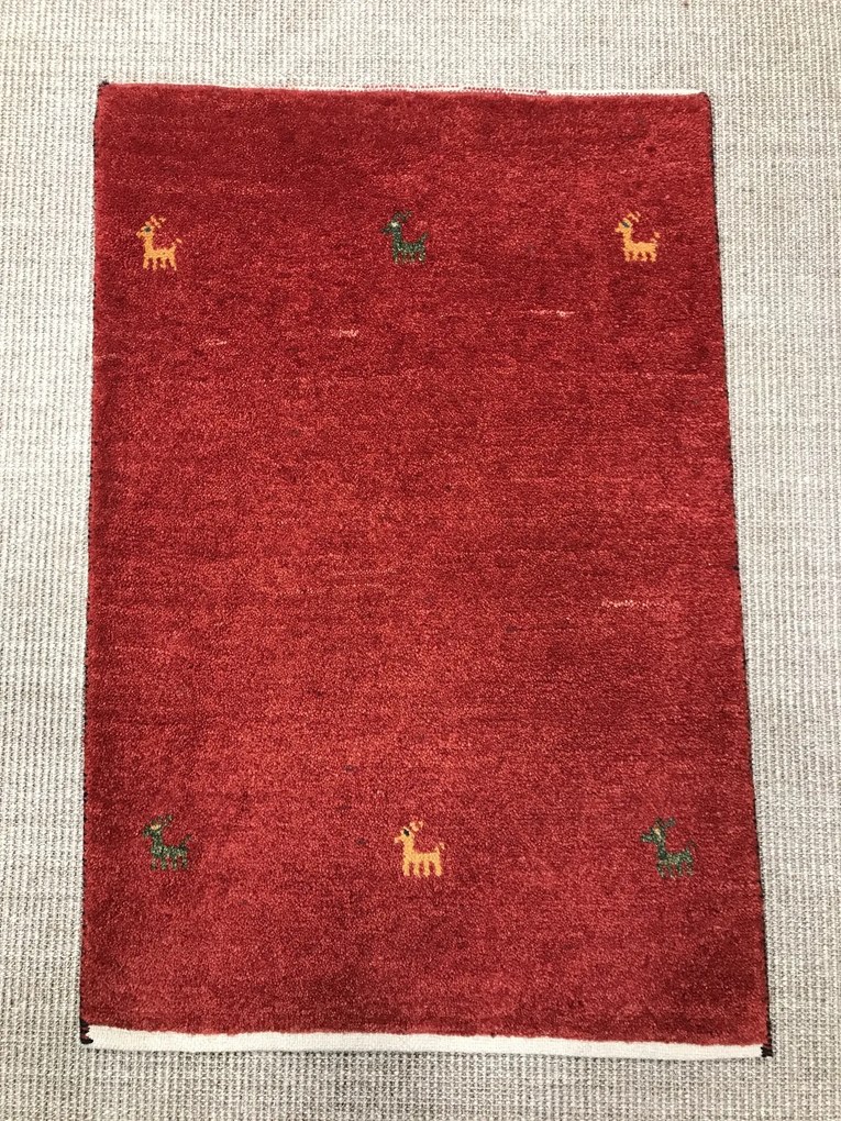 Gabbeh Tappeto 90 x 60 Rosso (Iran) Annodato A Mano