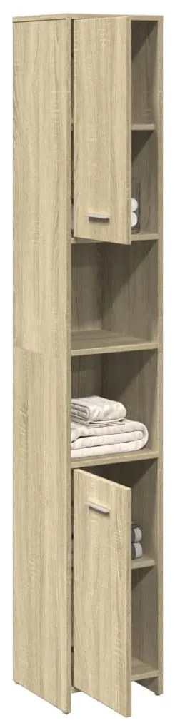Mobile Da Bagno Rovere Sonoma 30x30x183,5 Cm Legno Tecnico /