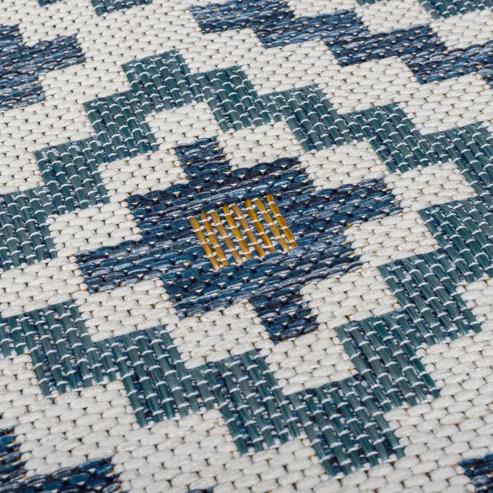 Tappeto da interno e esterno rotondo giallo e blu ø 160 cm Zia Trellis – Flair Rugs
