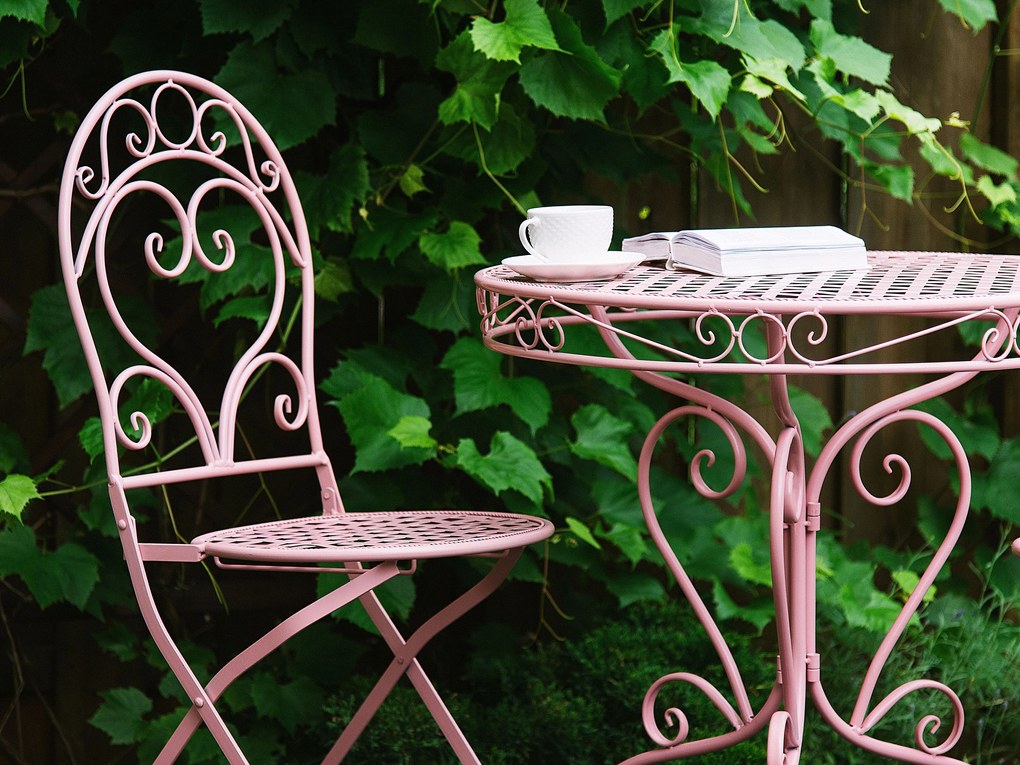 Set balcone in metallo rosa tavolo e 2 sedie ALBINIA Beliani
