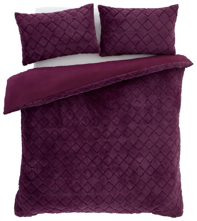 Biancheria da letto singola bordeaux in microplush 135x200 cm Cosy Diamond - Catherine Lansfield