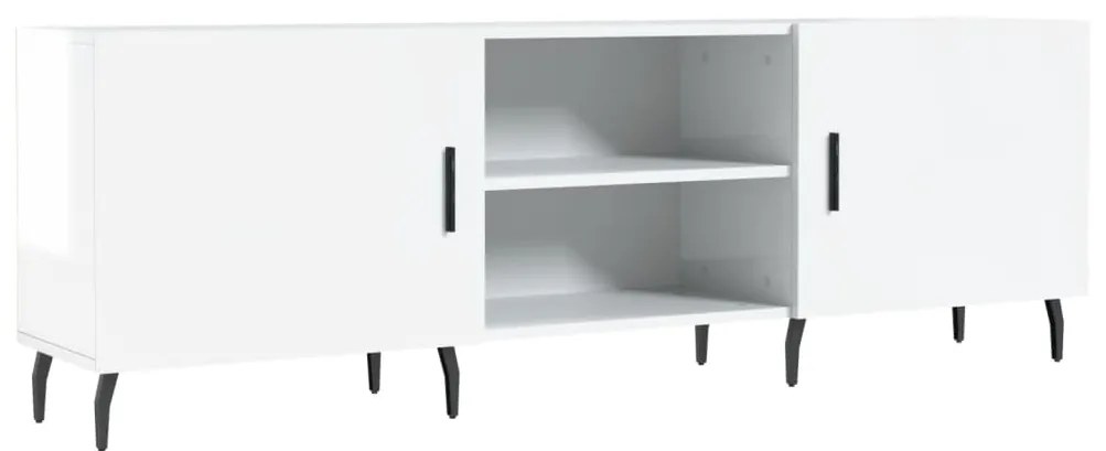 Mobile porta tv bianco lucido 150x30x50 cm in legno multistrato