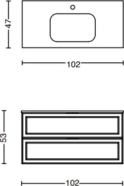 Mobile bagno sospeso 100 cm con lavabo e 2 cassetti RHEA Azzurro Opaco