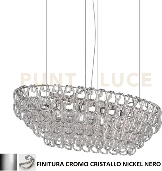 Giogali sospensione ov1 cristallo nickel nero e cromo lucido 4 luci...