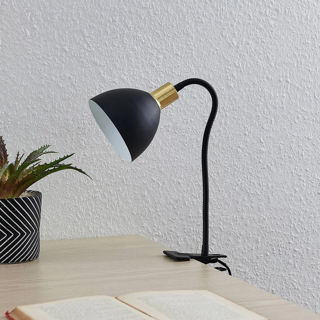 Lampada con morsetto Genora Lindby, Nero, Soggiorno / Sala da pranzo, Metallo, Moderno, Lampada con morsetto