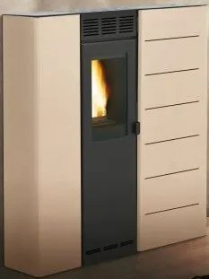 Palazzetti Violetta 7 Stufa A Pellet salvaspazio Ecofire ad aria irraggiamento in acciaio Beige