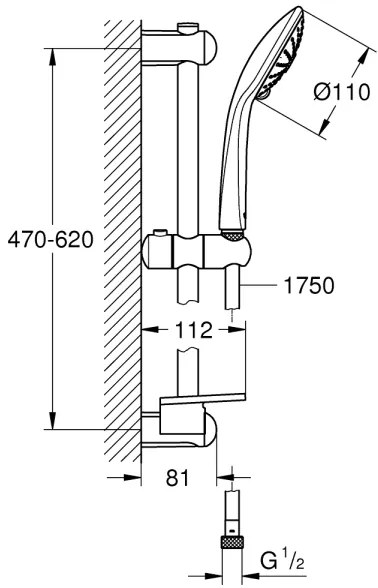 GROHE 27231001 - Set doccia EUPHORIA 600 mm cromo lucido