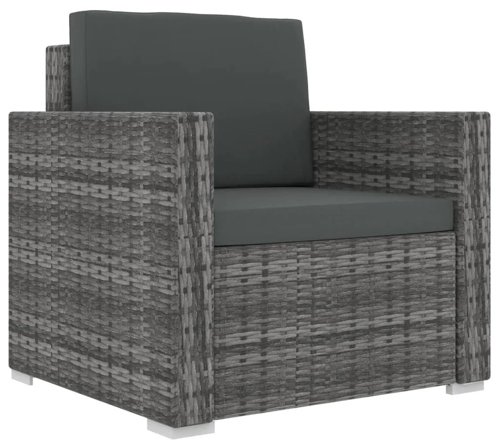 Set Divani da Giardino 11 pz con Cuscini in Polyrattan Grigio