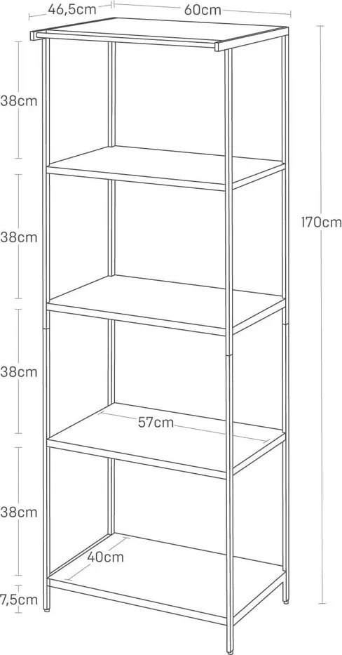 Scaffale bianco opaco in acciaio 60x170x46,5 cm Tower – YAMAZAKI