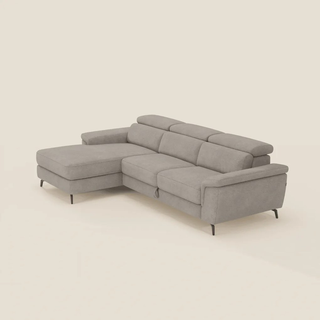 Estro Divano estraibile con chaise-longue e poggiatesta reclinabili in tessuto impermeabile T14 tortora