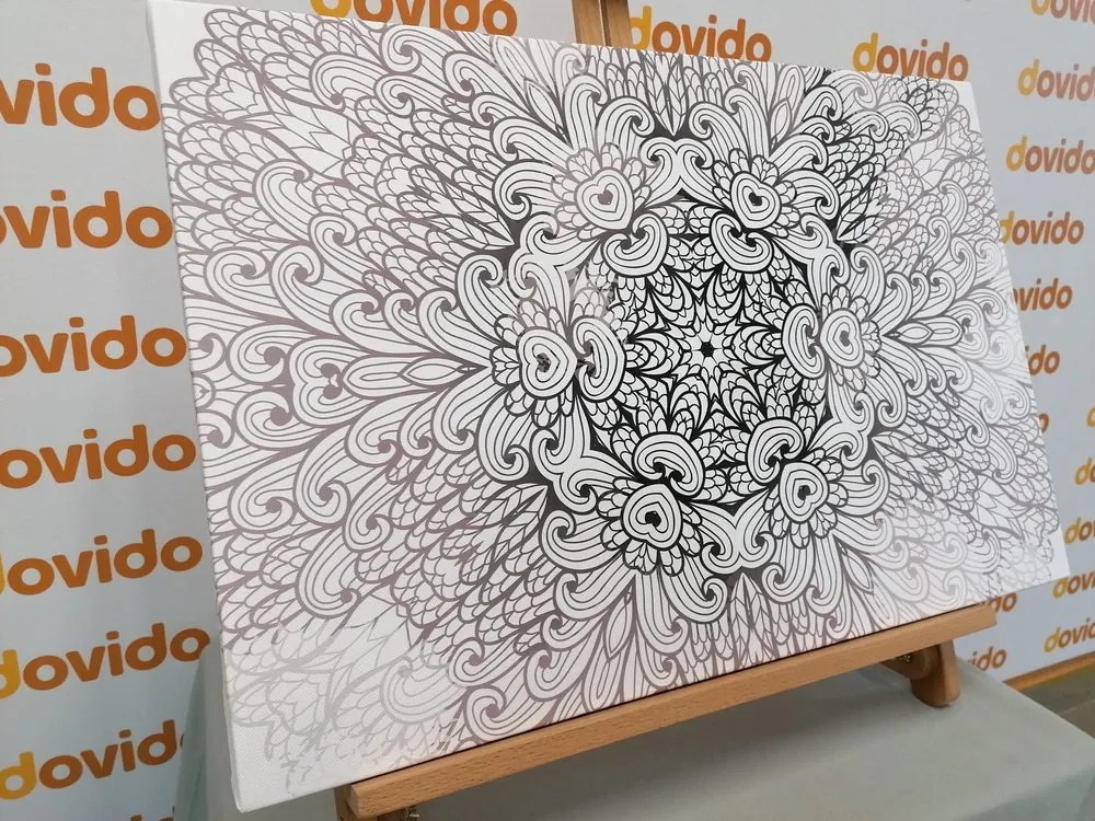 Stampa su tela – Mandala etnica in bianco e nero