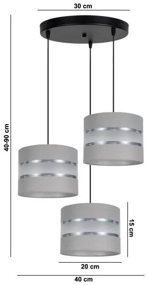 Lampadario su corda CORAL 3xE27/60W/230V grigio