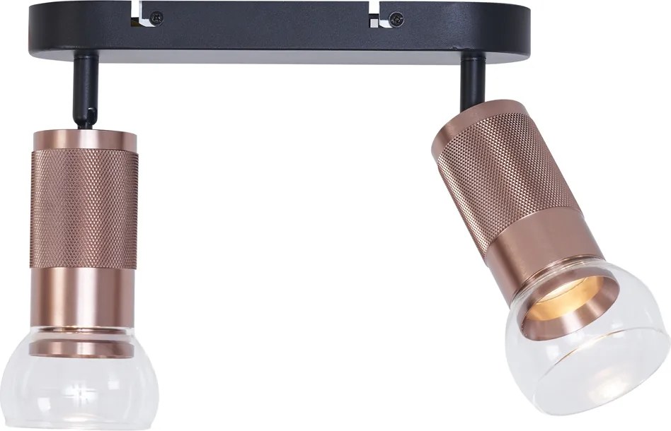 Faretto da soffitto arrotondato bronzo scuro 2 luci regolabile - Veerle