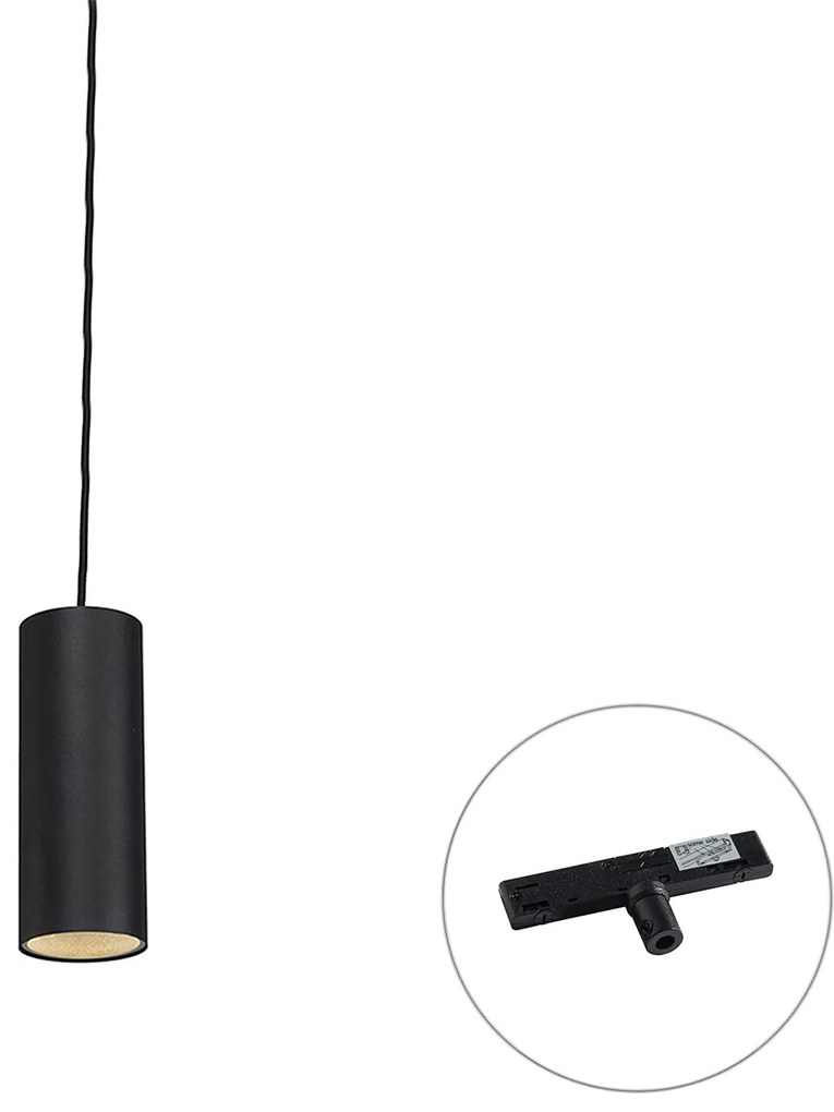 Lampada a sospensione di design nera con adattatore per binario monofase - Slimline Tubo